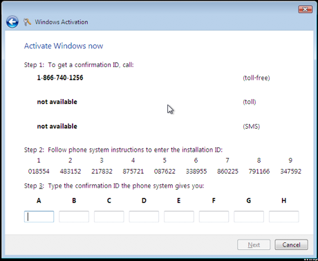 Vista Phone Activation