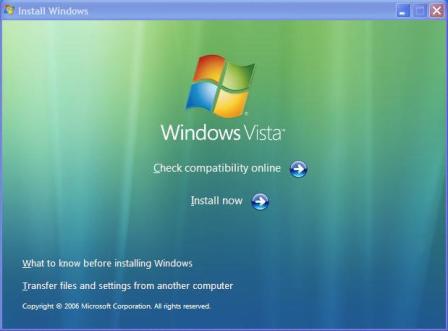 Vista Recovery Disk Welcome Screen