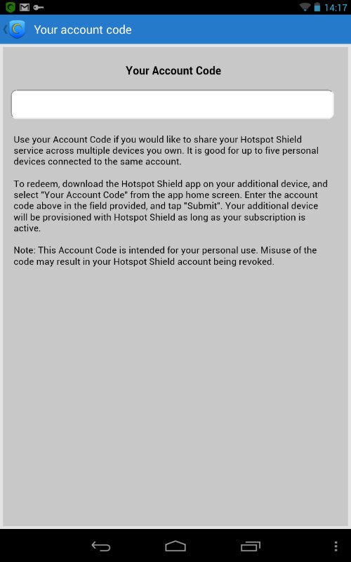 Screenshot showing the missing account code